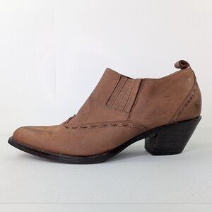 Durango Low Cut Western Ankle Boots Womens Size 7 M Booties Brown Leather